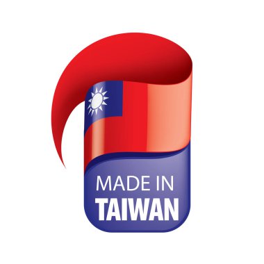 Tayvan bayrağı, beyaz arkaplanda vektör illüstrasyonu