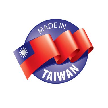 Tayvan bayrağı, beyaz arkaplanda vektör illüstrasyonu