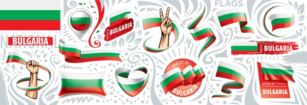 Conjunto vectorial de la bandera nacional de Bulgaria en varios diseños creativos — Archivo Imágenes Vectoriales