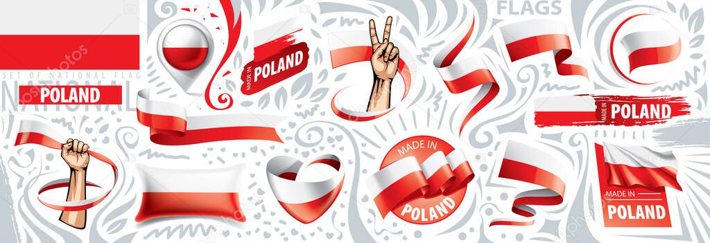 Vector set of the national flag of Poland in various creative designs