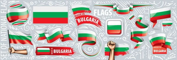 Vektorová sada státní vlajky Bulharska v různých kreativních návrzích — Stockový vektor