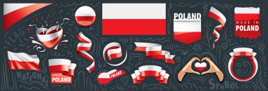 Çeşitli yaratıcı tasarımlarda Polonya ulusal bayrağının vektör kümesi
