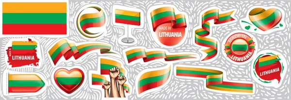 Conjunto vectorial de la bandera nacional de Lituania en varios diseños creativos — Vector de stock