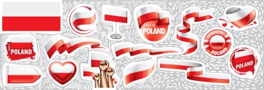 Vector set of the national flag of Poland in various creative designs clipart