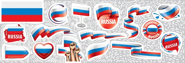 Vektor sæt af det nationale flag Rusland i forskellige kreative designs – Stock-vektor