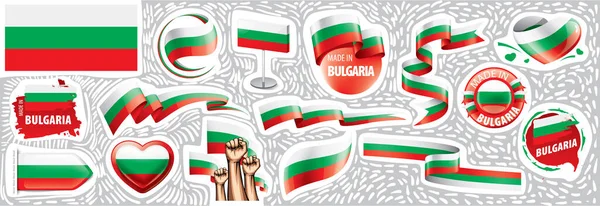 Conjunto vectorial de la bandera nacional de Bulgaria en varios diseños creativos — Archivo Imágenes Vectoriales