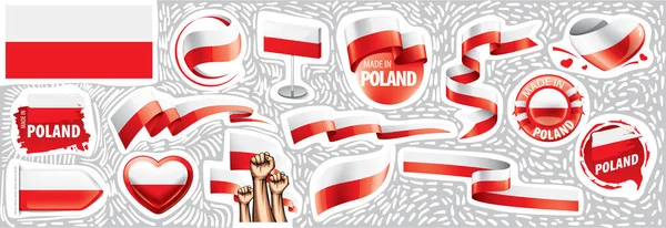 Ensemble vectoriel du drapeau national de Pologne dans divers dessins et modèles créatifs — Image vectorielle