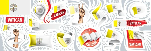 Vektorová vlajka Vatikánu v různých kreativních provedeních — Stockový vektor