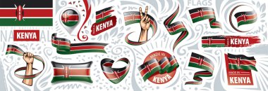 Kenya ulusal bayrağının çeşitli yaratıcı tasarımlarındaki vektör kümesi