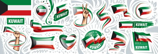 Ensemble vectoriel du drapeau national du Koweït dans divers modèles créatifs — Image vectorielle