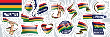 Mauritius 'un ulusal bayrağının çeşitli yaratıcı tasarımlarındaki vektör kümesi