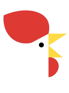 Beyaz arka planda horoz kafası