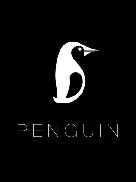 Pinguin-Logo auf schwarzem Hintergrund — Stockvektor