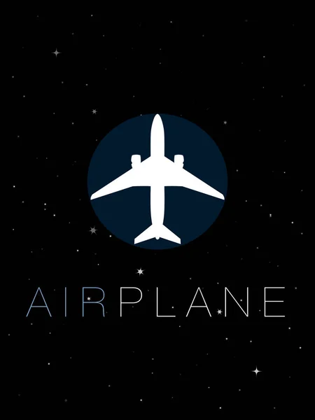 Airplane logo on a black background — Stock Vector