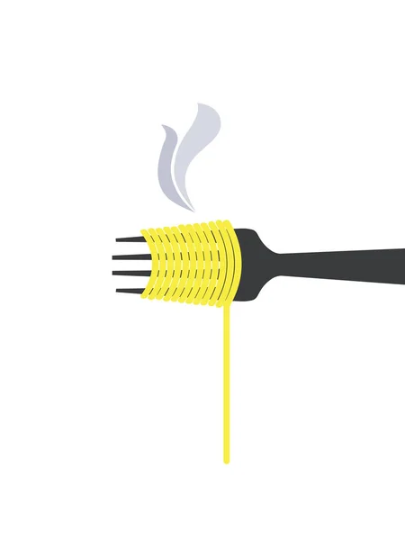 Spaghetti upphängd på en gaffel — Stock vektor