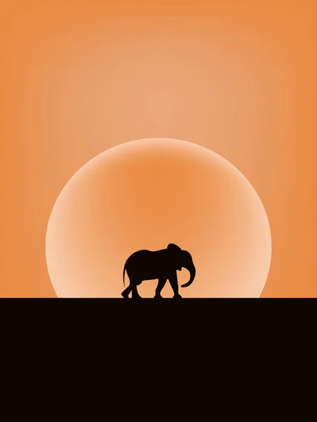 Un elefante caminando en el desierto — Vector de stock