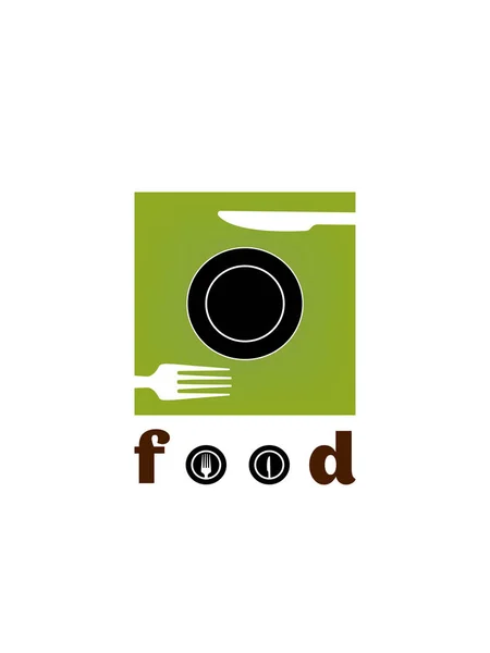 Beyaz arka planda yemek logosu — Stok Vektör