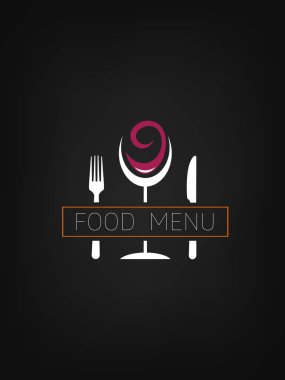 Siyah arkaplanda yemek menüsü logosu