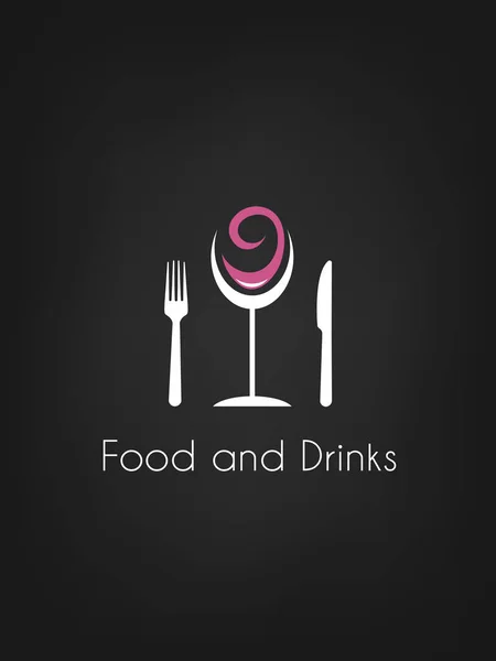 Food and drinks logo on a black background — Stock Vector