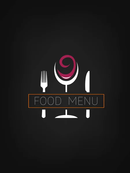 Siyah arkaplanda yemek menüsü logosu — Stok Vektör