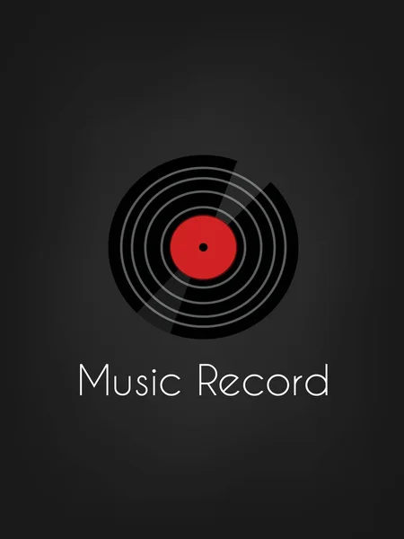 Logo de disque de musique sur fond noir — Image vectorielle