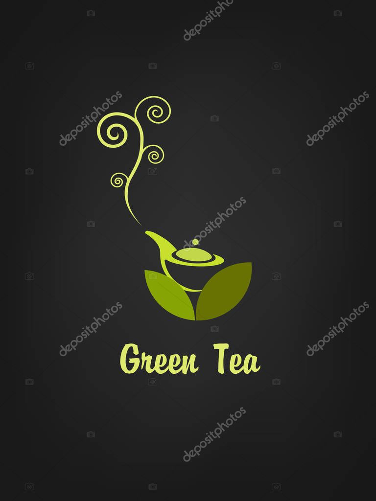 Tea logo on a black background. Vector