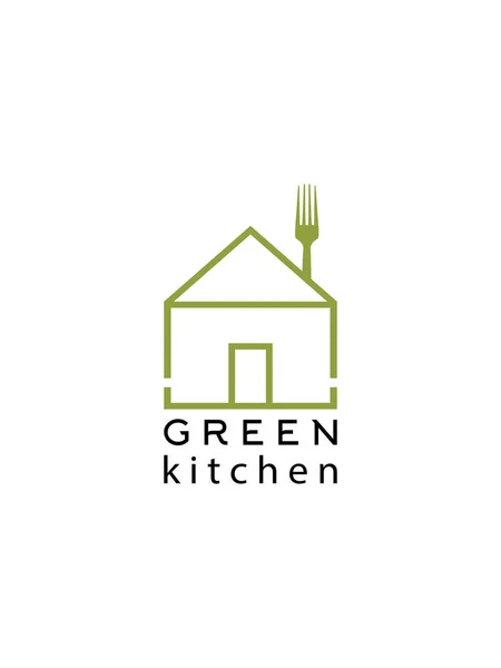 Beyaz arka planda yeşil ev logosu — Stok Vektör