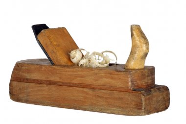 beyaz bir arka plan üzerinde vintage planer. ahşap işleme için.