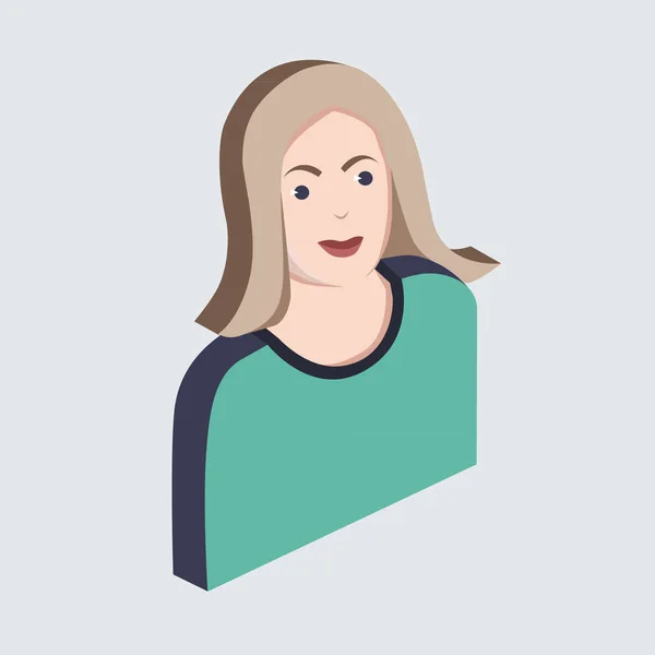 Icono Isométrico Una Persona Retrato Una Mujer Apto Para Web — Vector de stock