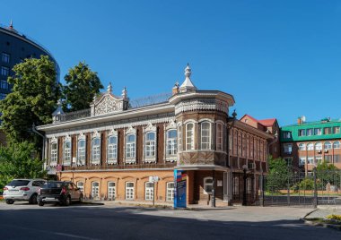 Tyumen, Rusya - 15 Temmuz 2018: Popova 'nın Evi aynı zamanda Alman kültürünün merkezi olan mimari anıt.