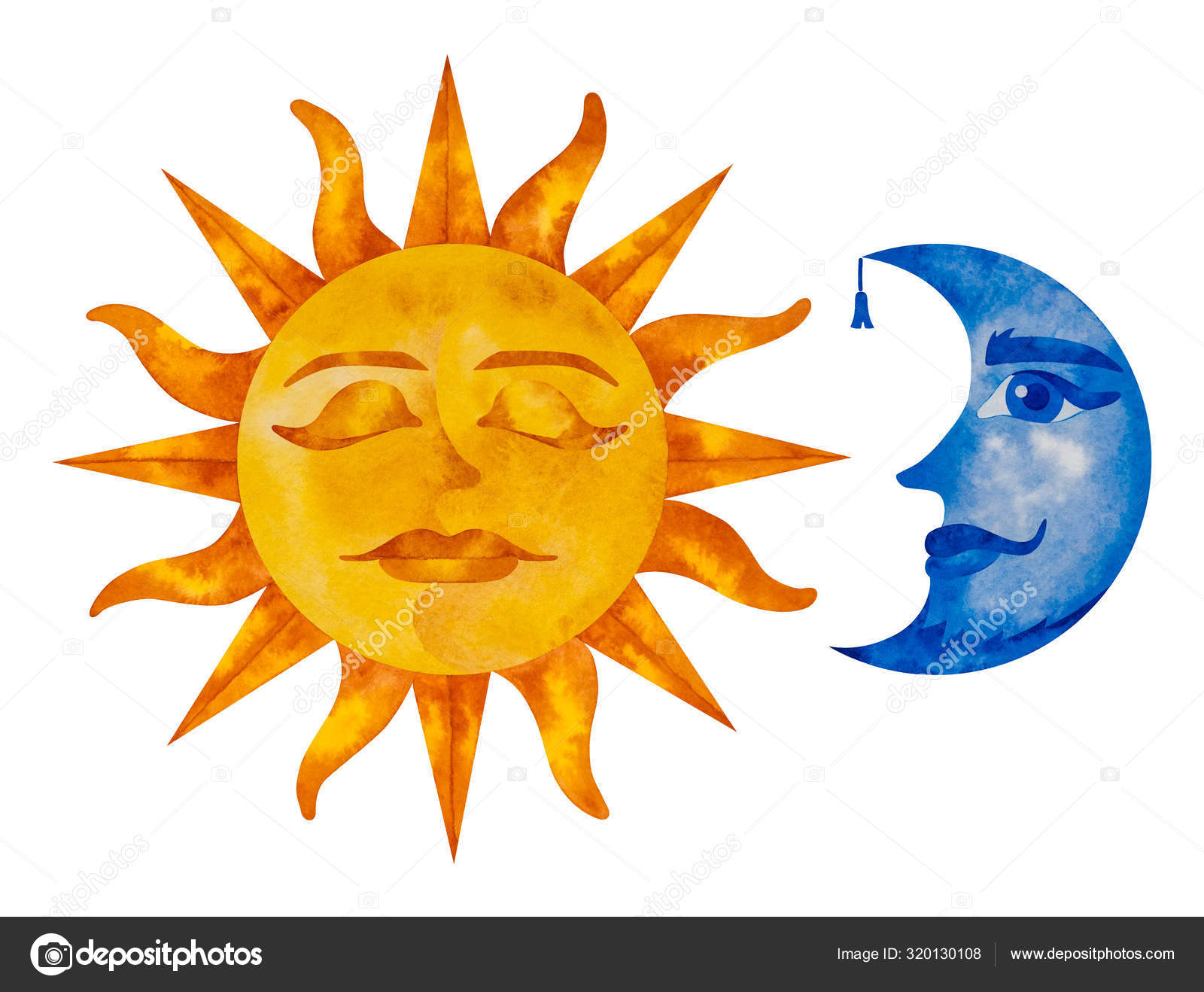 Sun Closed Eyes Moon Open Stock Illustration by ©Kristina_Mv #320130108
