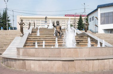 Krasnoyarsk, Rusya - 22 Temmuz 2018: Sibirya Çeşmeleri.