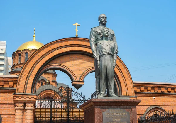 Novosibirsk Russia Luglio 2018 Veduta Del Monumento All Imperatore Nicola — Foto Stock