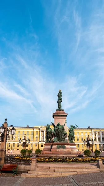 Helsinki Finlandia Junio 2019 Monumento Alejandro Plaza Del Senado — Foto de Stock