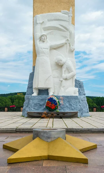 Kemerovo Russie Juillet 2018 Vue Rapprochée Mémorial Gloire Avec Une — Photo