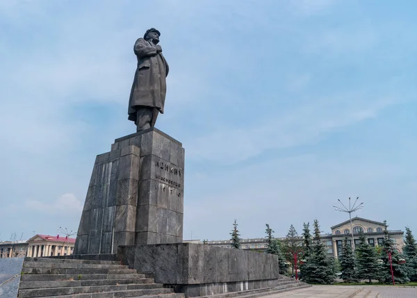 Krasnoyarsk Rusia Julio 2018 Monumento Lenin Plaza Revolución — Foto de Stock