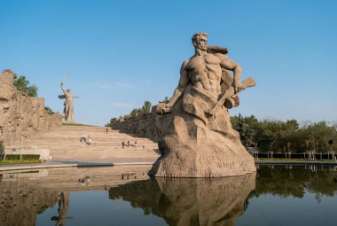 Volgograd, Rusya - 28 Ağustos 2017: Mamayev Kurgan 