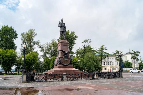 Irkutsk Russia Luglio 2018 Monumento Alessandro Iii Sull Argine Dell — Foto Stock