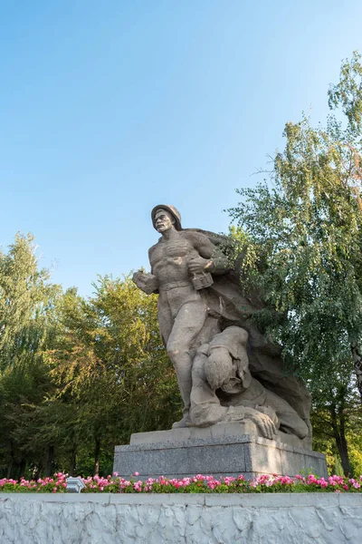 Volgograd Rússia Agosto 2017 Estátua Marinheiro Com Granadas Soldado Pekhotinet — Fotografia de Stock