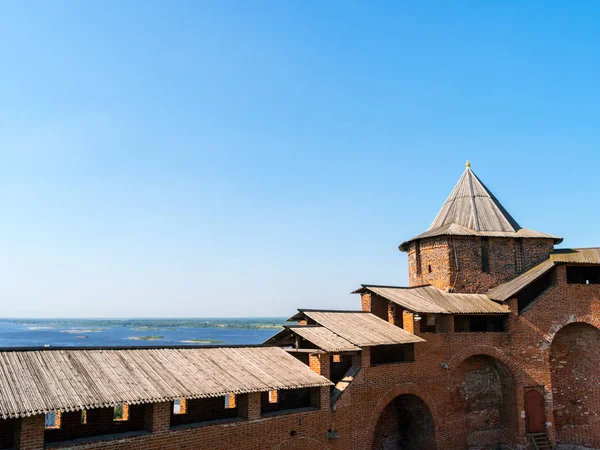 Mura Del Cremlino Nizhny Novgorod Affacciano Sul Volga — Foto Stock