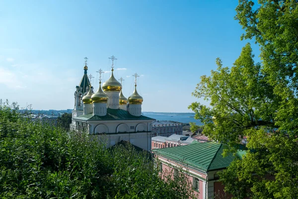 Natividade São João Batista Templo Nizhny Novgorod Vista Das Cúpulas — Fotografia de Stock