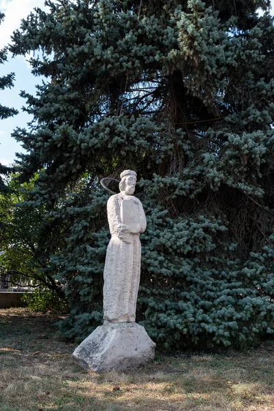 Penza Russia August 2017 Sculpture Andrei Rublev Square Fountains — Stock Photo, Image