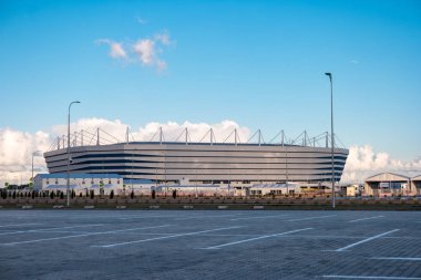 Kaliningrad, Rusya - 25 Eylül 2018: 2018 Fifa Dünya Kupası için Kaliningrad Stadyumu'nun görünümü. Oktyabrsky Adası'nda ayrıca Arena Baltika.