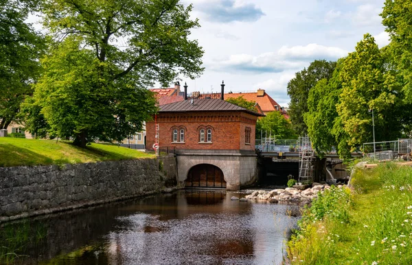 Vasteras Schweden Turbinhuset Staudamm Fluss Svartan — Stockfoto