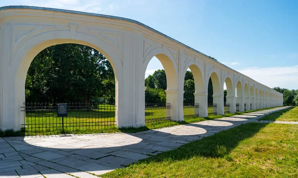 Veliky Novgorod Russia June 2019 Arcade Gostiny Dvor Yaroslav Court — Stock Photo, Image