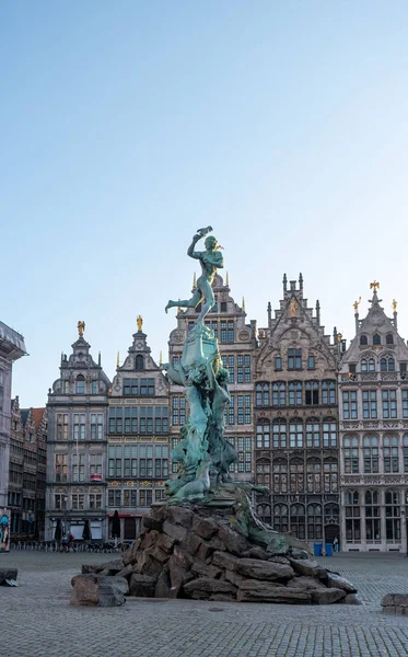Antwerp Belgium Ιουλίου 2019 Άποψη Της Κρήνης Brabo Στο Grot — Φωτογραφία Αρχείου