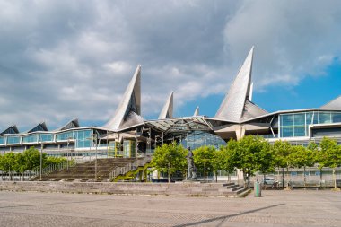 Antwerp, Belgium- July 2, 2019: Antwerp City Court. The courthouse was designed by an architect Richard Rogers.