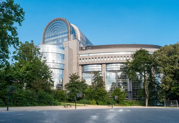 The European Parliament building in Brussels, Belgium. The legislative and government Institutions of the European Union in belgian capital.