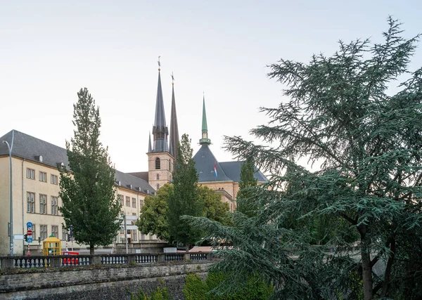 Blick Auf Die Türme Der Kathedrale Notre Dame Der Luxemburgischen — Stockfoto