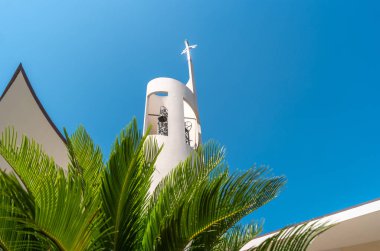 Rapallo, İtalya. Parrocchia di Sant 'Anna' nın çan kulesi..